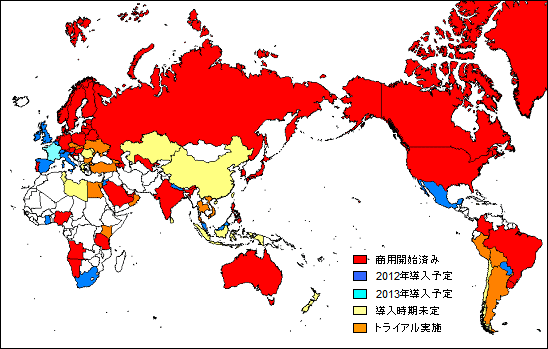 世界のLTE導入状況（2012年6月現在）